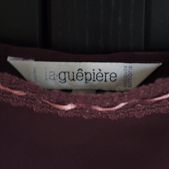 La Guêpière, by Simons | Vintage 90s Plum Slip Dress with Pink Floral Embroidery - Picture 2 of 9